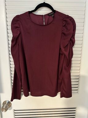 Banana Republic Women's Burgundy Puff-Sleeve Blouse